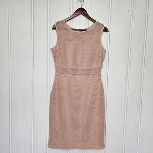 Vintage Joseph Ribkoff Powder Pink Mesh Sleeveless Sheath Dress sz 10